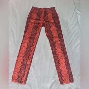 Bershka Red Snake Print Pants